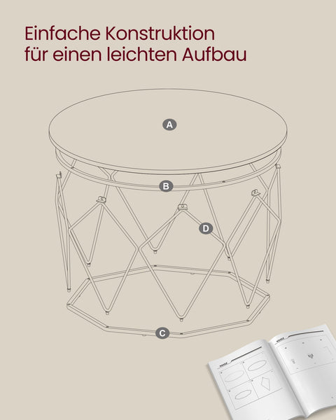 Rootz Coffee Table - Couchtisch - Living Room Table -  Brown-Black - Chipboard & Steel - 80cm x 45cm - 30kg Capacity