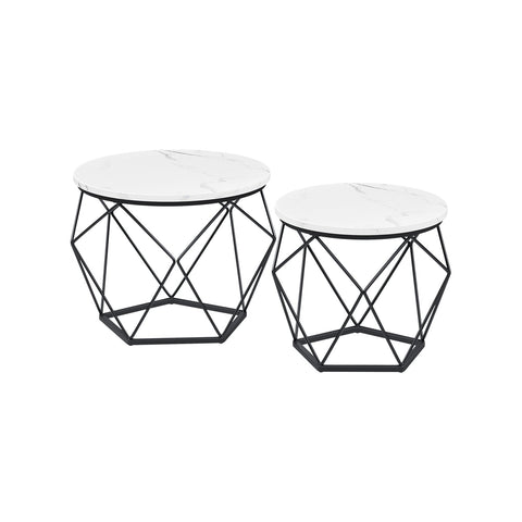 Rootz 2er Set Round Coffee Table - Accent Table - Modern Tables - Stylish Design - 60cm x 45cm & 50cm x 40cm