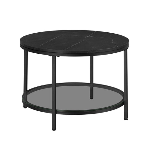 Rootz Coffee Table - Living Room Table - Modern Table - Chipboard and Tempered Glass - Steel Frame - Adjustable Feet - 65cm x 46cm - 9.5kg - 30kg Capacity