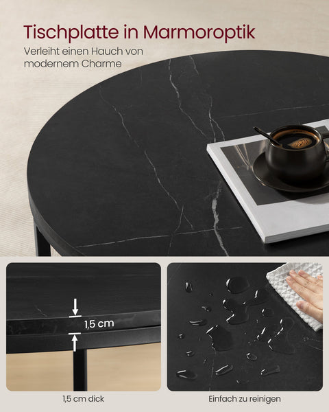 Rootz Coffee Table - Living Room Table - Modern Table - Chipboard and Tempered Glass - Steel Frame - Adjustable Feet - 65cm x 46cm - 9.5kg - 30kg Capacity