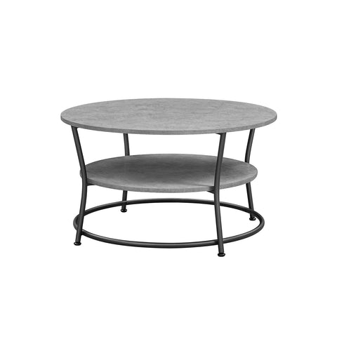 Rootz Round Coffee Table - Industrial Round Table - Gray-Black Color - Chipboard and Steel - 80cm D x 46.5cm H - 10.6kg - 50kg Capacity