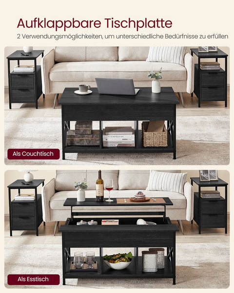 Rootz Anthracite Gray-Black Coffee Table - Chipboard Steel - Living Room Table - Modern Table - Sturdy Construction - 60cm x 100cm x 62cm