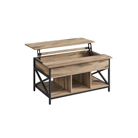 Rootz Coffee Table Set - Side Table - Living Room Furniture - Chipboard Steel - 60cm x 100cm x 62cm - Camel Brown-Black