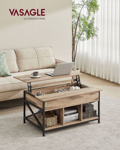 Rootz Coffee Table Set - Side Table - Living Room Furniture - Chipboard Steel - 60cm x 100cm x 62cm - Camel Brown-Black