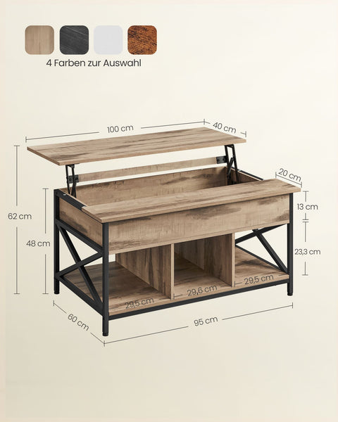 Rootz Coffee Table Set - Side Table - Living Room Furniture - Chipboard Steel - 60cm x 100cm x 62cm - Camel Brown-Black