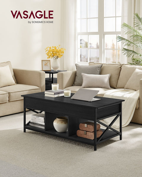 Rootz Anthracite Gray-Black Coffee Table - Chipboard Steel - Living Room Table - Modern Table - Sturdy Construction - 60cm x 120cm x 62cm