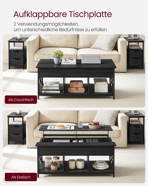 Rootz Anthracite Gray-Black Coffee Table - Chipboard Steel - Living Room Table - Modern Table - Sturdy Construction - 60cm x 120cm x 62cm