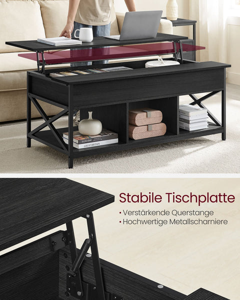 Rootz Anthracite Gray-Black Coffee Table - Chipboard Steel - Living Room Table - Modern Table - Sturdy Construction - 60cm x 120cm x 62cm