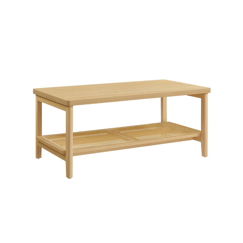 Rootz Oak Beige Coffee Table - Living Room Table - Side Table - MDF Chipboard PVC Plastic - 55cm x 100cm x 45cm - 13.9kg - 50kg Max Load Capacity - 40kg Shelf Capacity