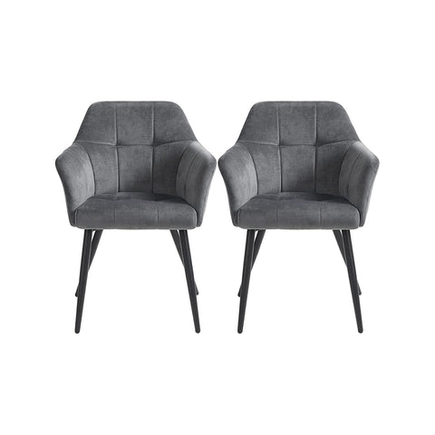 Rootz Set of 2 Upholstered Dining Chairs - Padded Chairs - Velvet Seating - Ergonomic Comfort - 61cm x 60cm x 86.5cm
