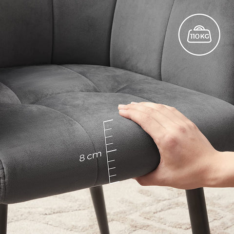 Rootz Set of 2 Upholstered Dining Chairs - Padded Chairs - Velvet Seating - Ergonomic Comfort - 61cm x 60cm x 86.5cm