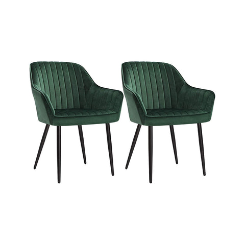 Rootz 2 Piece Dining Chairs Set - Ergonomic Armchairs - Velvet Seating - Comfort & Style - 62.5cm x 60cm x 85cm