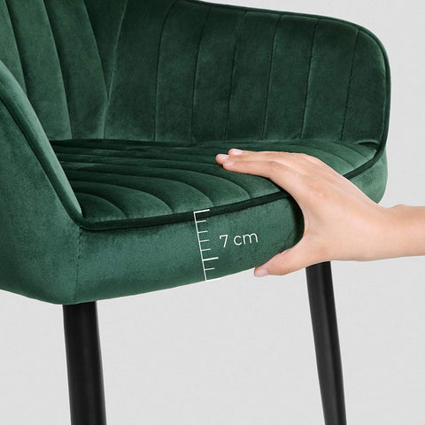 Rootz 2 Piece Dining Chairs Set - Ergonomic Armchairs - Velvet Seating - Comfort & Style - 62.5cm x 60cm x 85cm