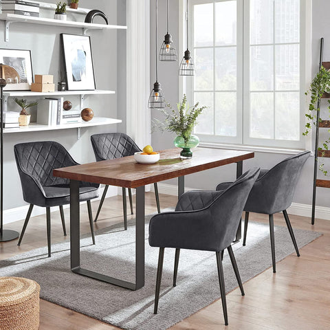 Rootz 2 Piece Upholstered Dining Chairs Set - Armrest Chairs - Velvet Chairs - Comfy Seating - 62.5cm x 60cm x 85cm