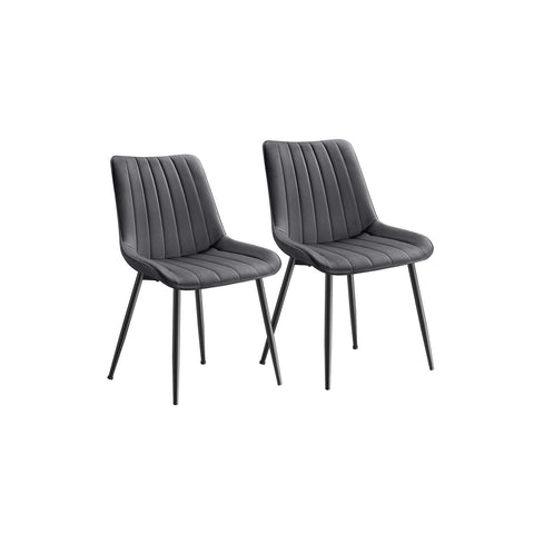 Rootz Dining Room Chair Set of 2 - Dining Chairs - Kitchen Chairs - Durable Steel Legs - 60cm x 50.1cm x 88.6cm - Grey