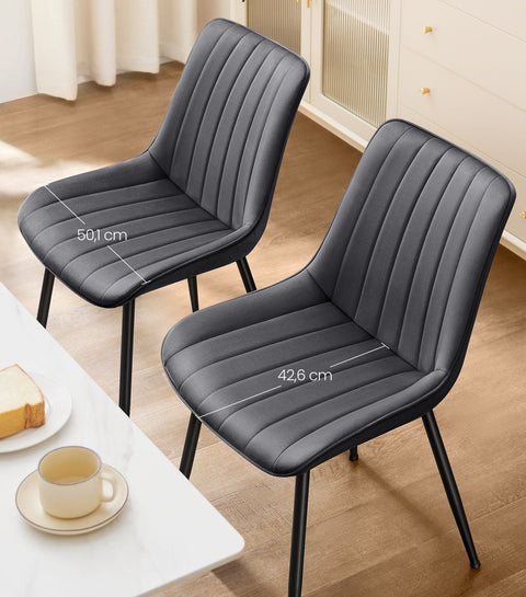 Rootz 2 Piece Set Dining Chairs - Grey-Ink Black - Steel Legs - Plywood Material - 60cm x 50.1cm x 88.6cm - Modern Design