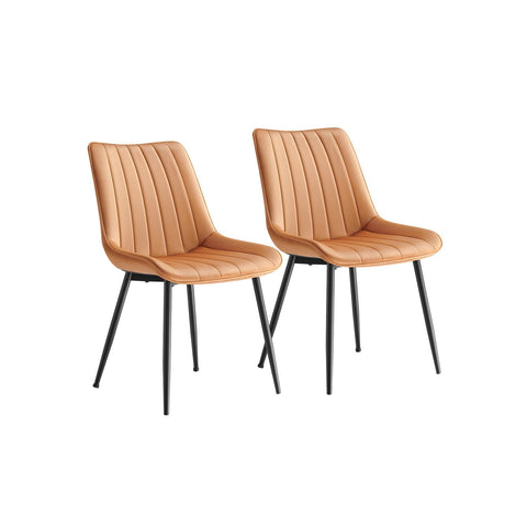 Rootz 2 Piece Dining Room Chairs - Caramel Brown-Ink Black - Steel-Plywood - Comfortable Seat Pad - 60cm x 50.1cm x 88.6cm