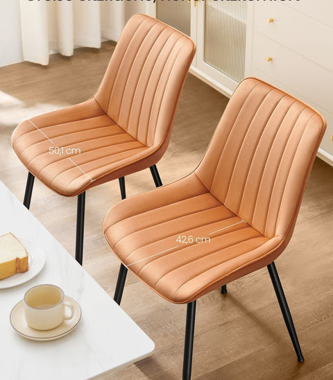 Rootz 2 Piece Dining Room Chairs - Caramel Brown-Ink Black - Steel-Plywood - Comfortable Seat Pad - 60cm x 50.1cm x 88.6cm