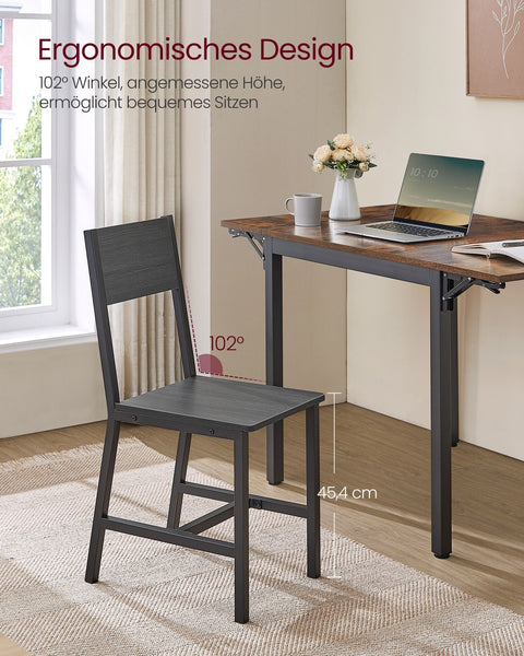 Rootz Dining Room Chairs Set of 2 - Seating Furniture - Dining Seats - Durable Steel Frame - 36cm x 46.6cm x 87.1cm - Grey