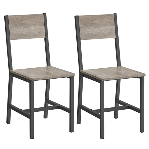 Rootz 2 Piece Dining Room Chairs - Black -  Brown - Chipboard & Steel - Ergonomic Design - 36cm x 46.6cm x 87.1cm