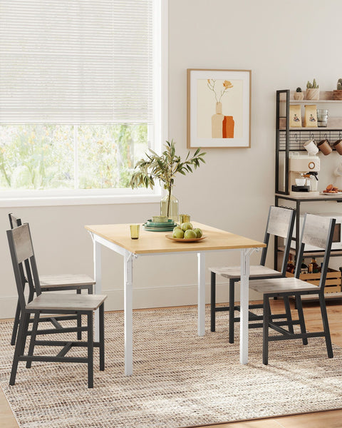 Rootz 2 Piece Dining Room Chairs - Black -  Brown - Chipboard & Steel - Ergonomic Design - 36cm x 46.6cm x 87.1cm