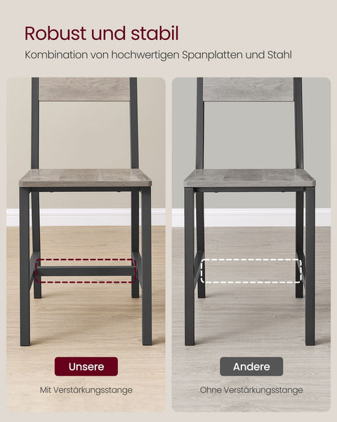 Rootz 2 Piece Dining Room Chairs - Black -  Brown - Chipboard & Steel - Ergonomic Design - 36cm x 46.6cm x 87.1cm