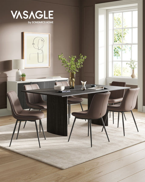 Rootz Maroon Dining Chair - Kitchen Chair - Upholstered Chair - Plywood Steel Foam PU - Comfortable Seating - Stylish Design - Easy Assembly - 56cm x 50cm x 81cm