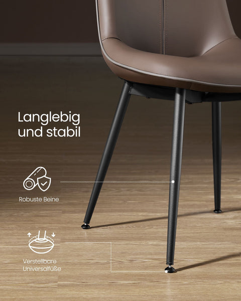 Rootz Maroon Dining Chair - Kitchen Chair - Upholstered Chair - Plywood Steel Foam PU - Comfortable Seating - Stylish Design - Easy Assembly - 56cm x 50cm x 81cm