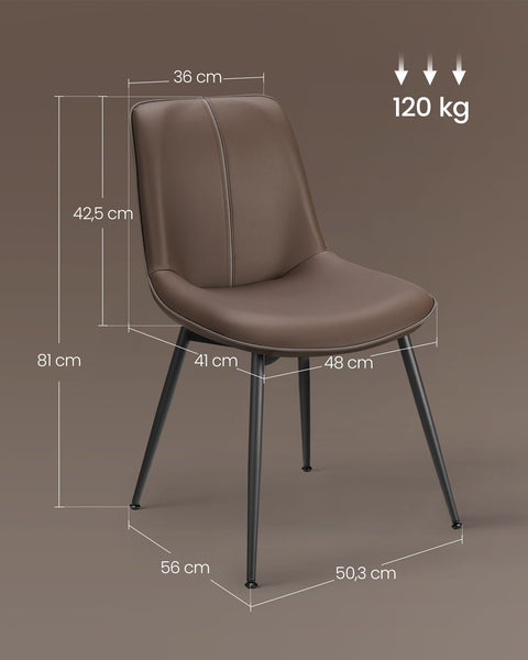 Rootz Maroon Dining Chair - Kitchen Chair - Upholstered Chair - Plywood Steel Foam PU - Comfortable Seating - Stylish Design - Easy Assembly - 56cm x 50cm x 81cm