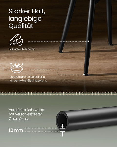 Rootz Forest Green Steel Bar Chair Set - Counter Stool - Kitchen Stool - 58D Molded Foam - PU Synthetic Leather - Plywood - 48cm x 48cm x 48.2cm - Lightweight - Sturdy - Easy Assembly