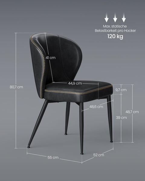 Rootz EKHO Collection - Dining Chairs - Kitchen Chairs - Elegant Design - 45cm x 50cm x 85cm