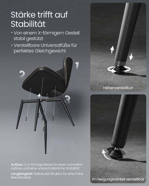 Rootz EKHO Collection - Dining Chairs - Kitchen Chairs - Elegant Design - 45cm x 50cm x 85cm