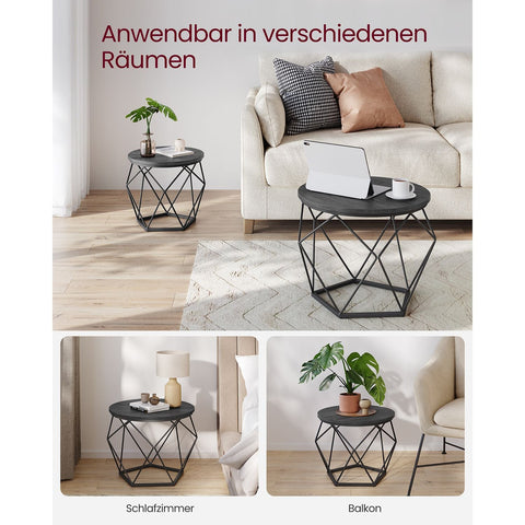 Rootz 2 Piece Set Side Tables - Black End Tables - Chipboard Steel Tables - Lightweight Durable Design - Easy Assembly - 50cm x 40cm x 40cm & 40cm x 36cm x 36cm