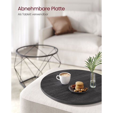 Rootz 2 Piece Set Side Tables - Black End Tables - Chipboard Steel Tables - Lightweight Durable Design - Easy Assembly - 50cm x 40cm x 40cm & 40cm x 36cm x 36cm