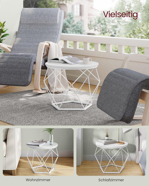 Rootz 2 Piece Set Side Tables - Snow White Cloud White - Chipboard Steel - Lightweight - Easy Assembly - Stylish Design - 50cm x 40cm x 40cm - 40cm x 36cm x 36cm