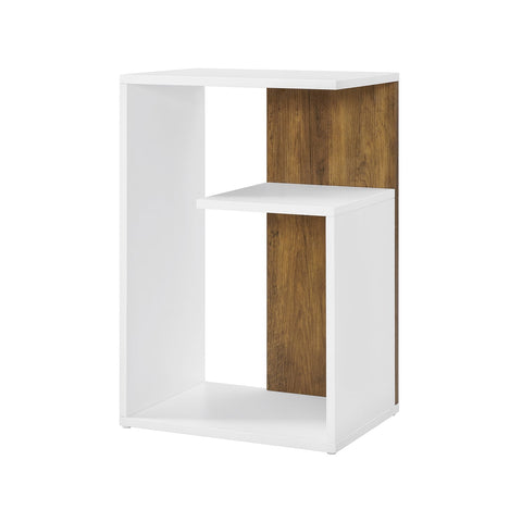 Rootz Side Table with Shelf - Beistelltisch - Occasional Table - Space-Saving Design - 30 x 40 x 60 cm - Brown-White