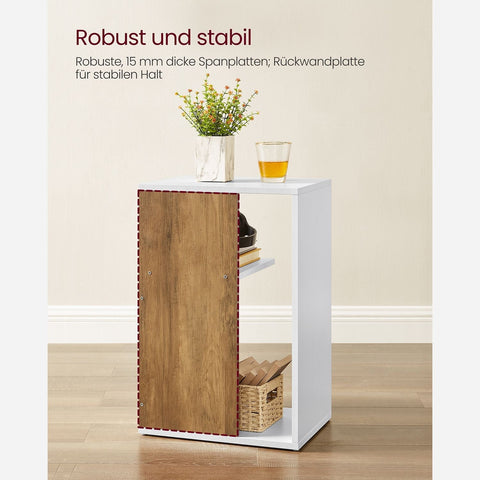 Rootz Side Table with Shelf - Beistelltisch - Occasional Table - Space-Saving Design - 30 x 40 x 60 cm - Brown-White