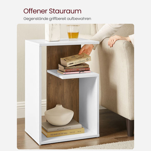 Rootz Side Table with Shelf - Beistelltisch - Occasional Table - Space-Saving Design - 30 x 40 x 60 cm - Brown-White
