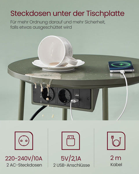 Rootz 3 Piece Set Side Table - Forest Green Cream White - Chipboard Steel Polyester - Portable Outdoor Furniture - Storage Basket - Lightweight - 45cm x 50cm x 50cm