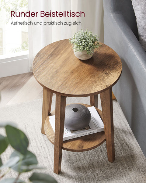Rootz Side Table with Shelf - Modern Style - Brown Chipboard - Space-Saving - 40 x 50 cm