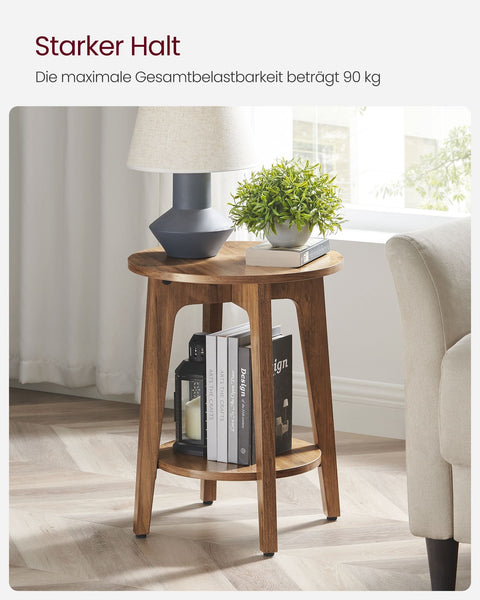 Rootz Side Table with Shelf - Modern Style - Brown Chipboard - Space-Saving - 40 x 50 cm