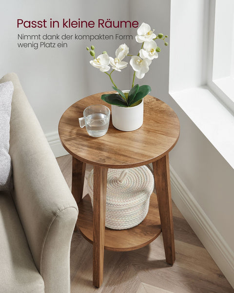 Rootz Side Table with Shelf - Modern Style - Brown Chipboard - Space-Saving - 40 x 50 cm