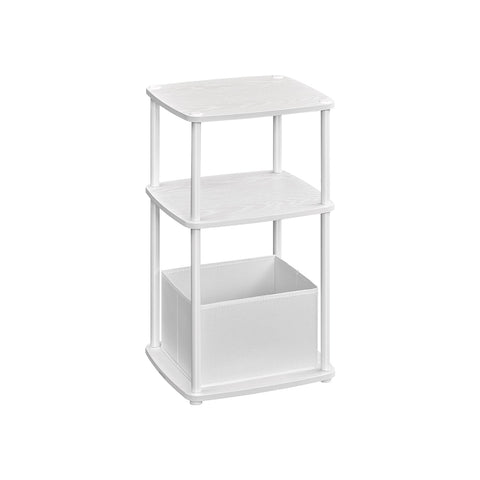 Rootz 3 Shelf Side Table - Snow White - Particle Board Steel Construction - Fabric Basket - 30cm x 34cm x 58cm - Oxford Cloth - 3.7kg