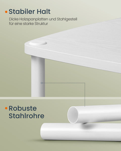 Rootz White Side Table - 3 Tier Shelves - End Table - Compact Design - 30 x 34 x 58 cm - Particle Board & Steel