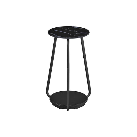 Rootz 2 Level Black Side Table - Accent Table - Glass Top Table - Stylish Storage - 30cm x 55cm