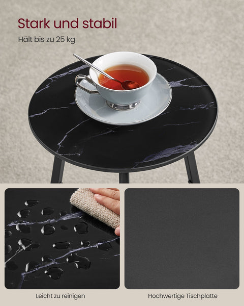 Rootz 2 Level Black Side Table - Accent Table - Glass Top Table - Stylish Storage - 30cm x 55cm