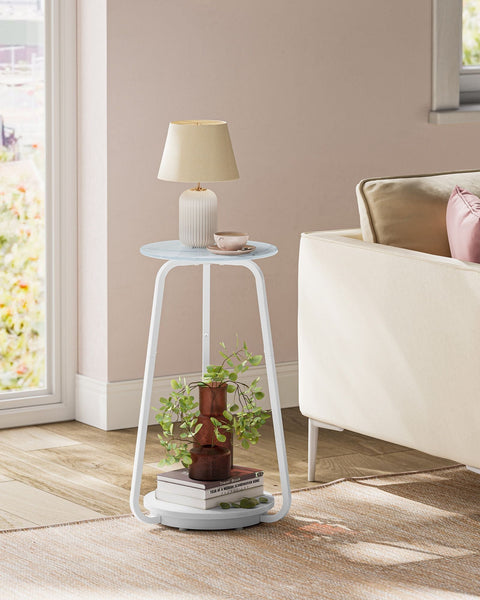 Rootz Round Side Table - Accent Table - Glass Top Table - Space-Saving Design - 30cm d x 55cm H