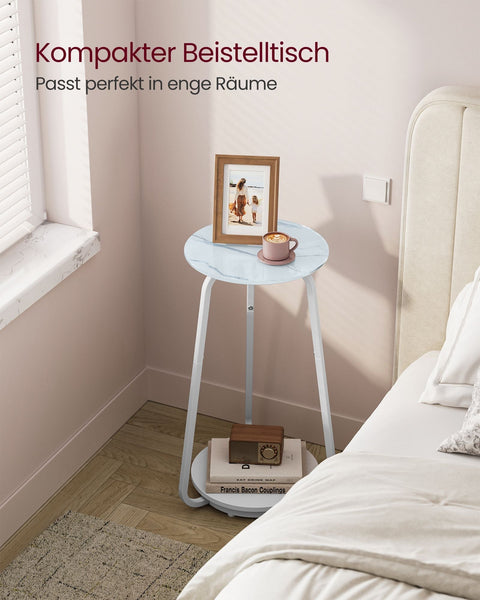 Rootz Round Side Table - Accent Table - Glass Top Table - Space-Saving Design - 30cm d x 55cm H