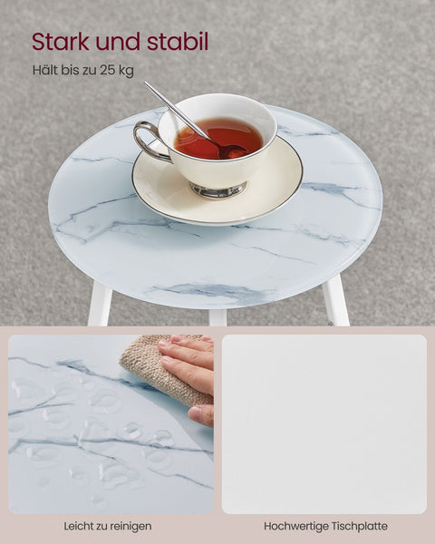 Rootz Round Side Table - Accent Table - Glass Top Table - Space-Saving Design - 30cm d x 55cm H