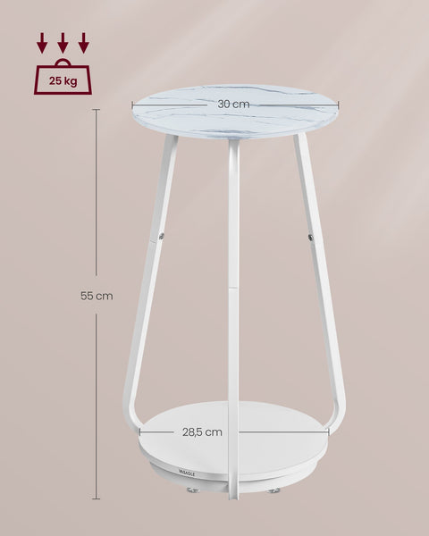 Rootz Round Side Table - Accent Table - Glass Top Table - Space-Saving Design - 30cm d x 55cm H